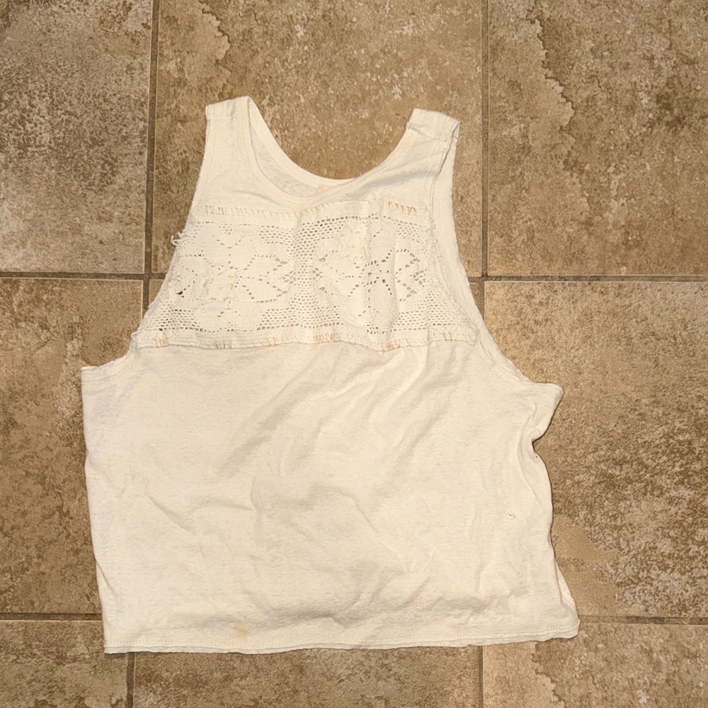 We The Free White Sleeveless Crochet Top NWOT
